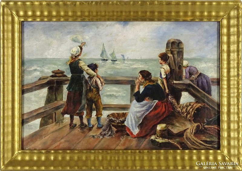 1K318 xx. 19th century Flemish artist: in a port