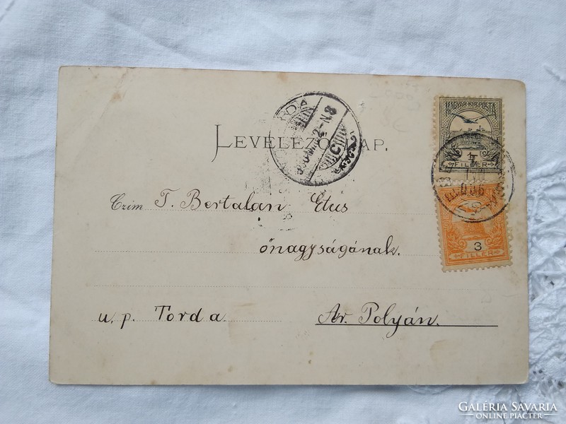 Booked antique art nouveau, long address postcard Great Sibiu Park, 1900