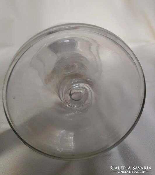 Antique old table kerosene lamp transparent blown glass body with wick 19. Sz large size perfect