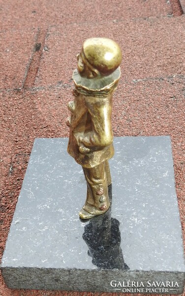 Harlequin  BOHÓC bronz figura márvány talapzaton