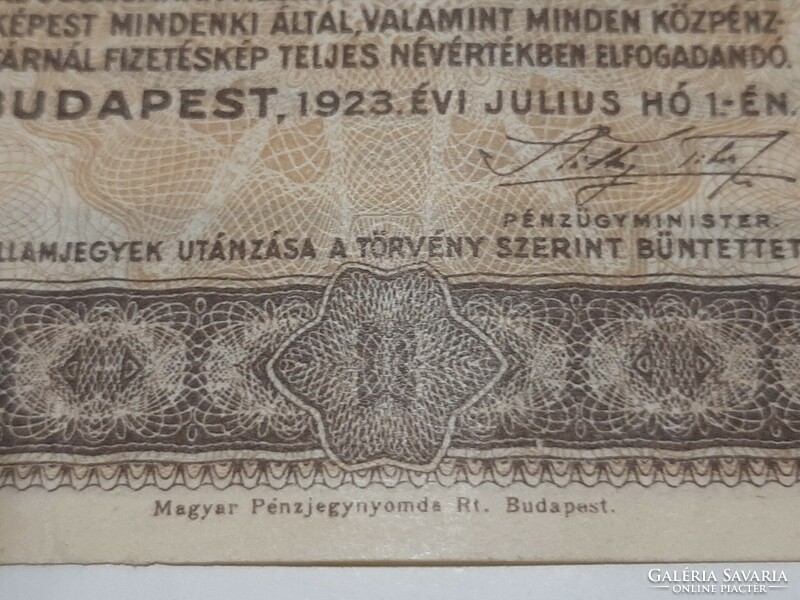 100 korona 1923 "Magyar Pénzjegynyomda Rt., felülbélyegzés !!  aUNC!!