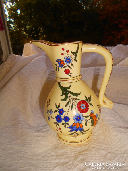 Antique hand painted earthenware jug