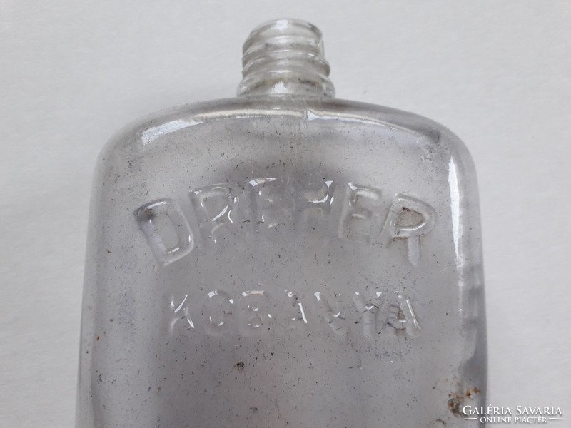Régi üveg Dreher Antal S.R.T. Kőbánya italos szeszfőzdés lapos palack