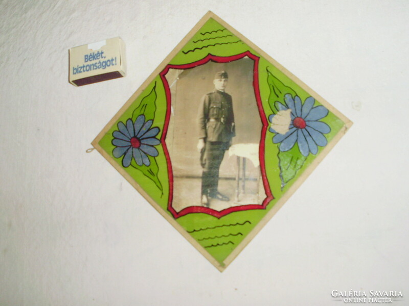 Old soldier photo in a stained glass frame
