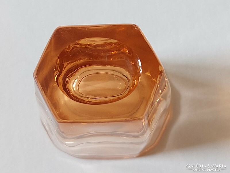Régi üveg likőrös pohár rózsaszín art deco röviditalos 6 db