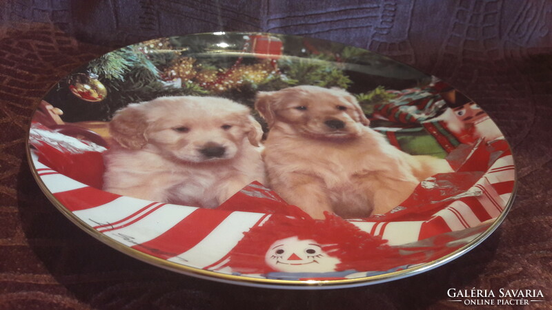 Dog porcelain plate, Christmas decorative plate (l2917)