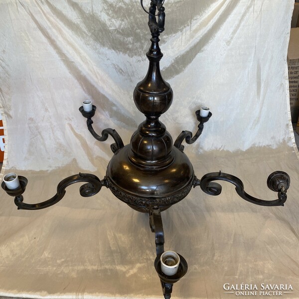 Huge antique 5-branch bronze chandelier