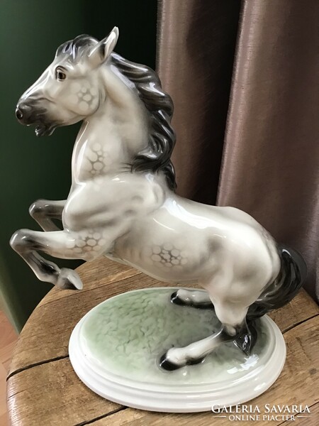 Antique Austrian ceramic glazed ceramic horse statue