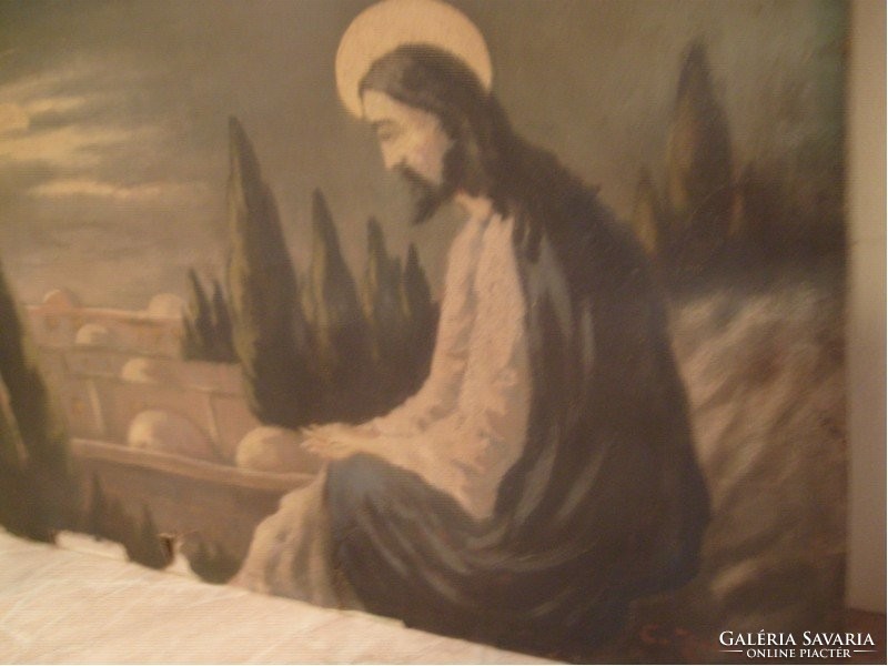 E10 Jézus az olajfák hegyén olajfestmény 68 x 48 cm KUDELÁSZ KÁROLY