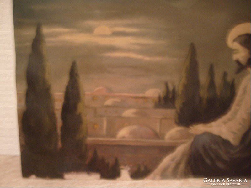 E10 Jesus on the Mount of Olives oil painting 68 x 48 cm Károly Kudelász