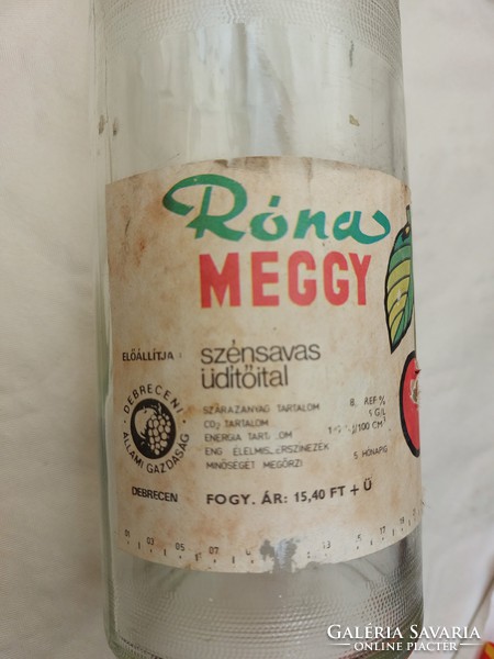 Retro címkés üdítős üveg Olympos Orange Róna Meggy Rumos Meggy 1 literes régi palack