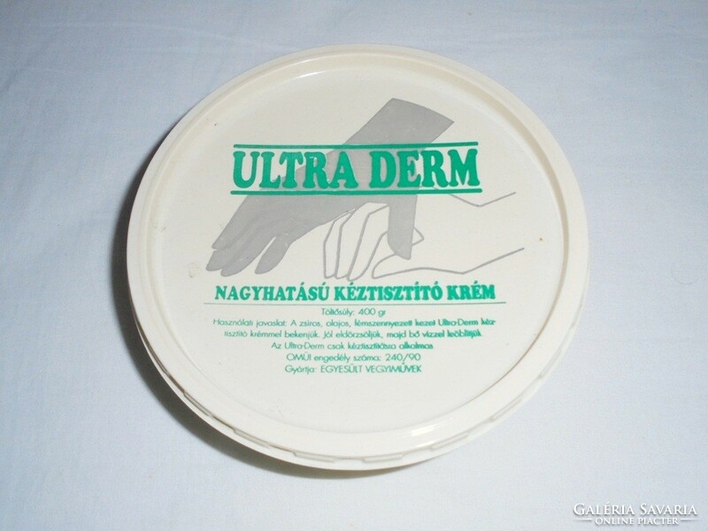 Retro Ultra Derm nagyhatású kéztisztító krém műanyag doboz - Egyesült Vegyiművek - 1980-as évekből