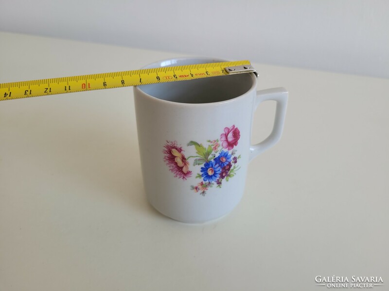 Régi Zsolnay porcelán bögre virágos teás csésze pajzspecsétes