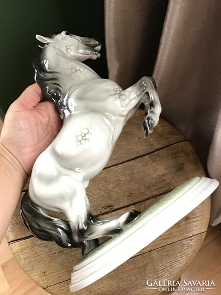 Antique Austrian ceramic glazed ceramic horse statue