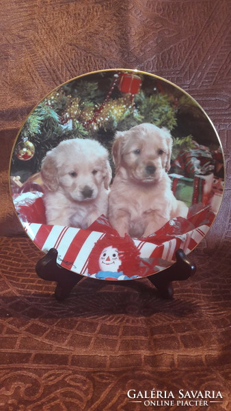 Dog porcelain plate, Christmas decorative plate (l2917)