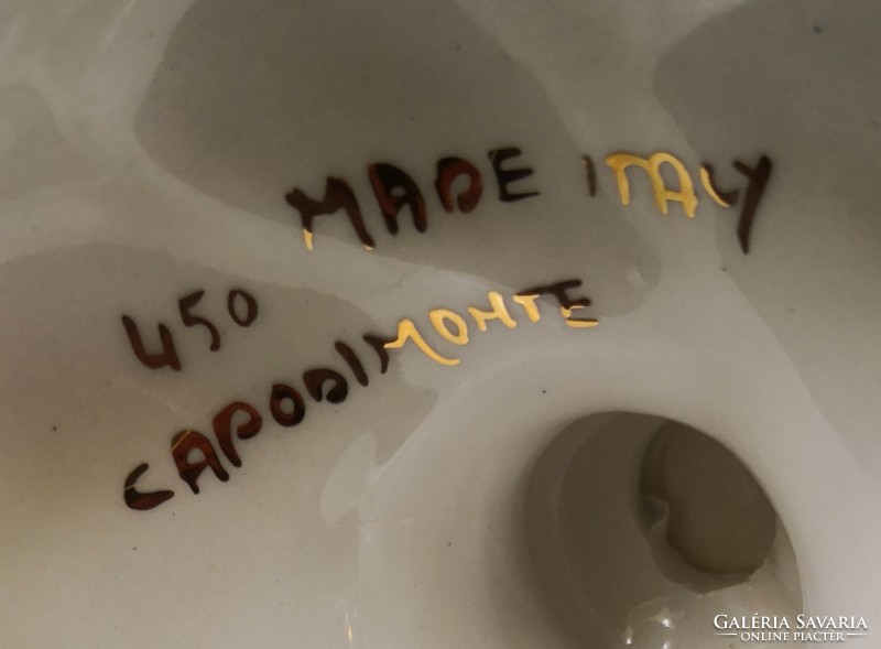 DT/104 - Capodimonte kétfüles porcelán kínáló