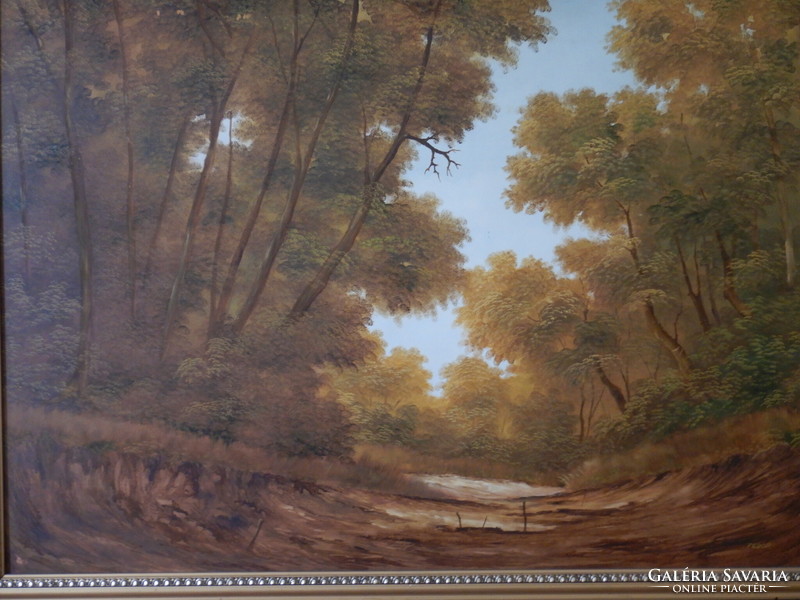 János Fedor: forest interior; oil painting