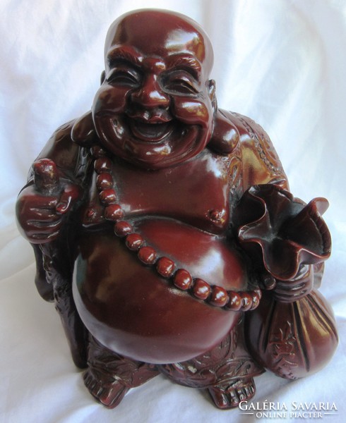 Laughing, lucky, pot-bellied Buddha 22.5 cm tall, weight 3.20, material resin, or something else