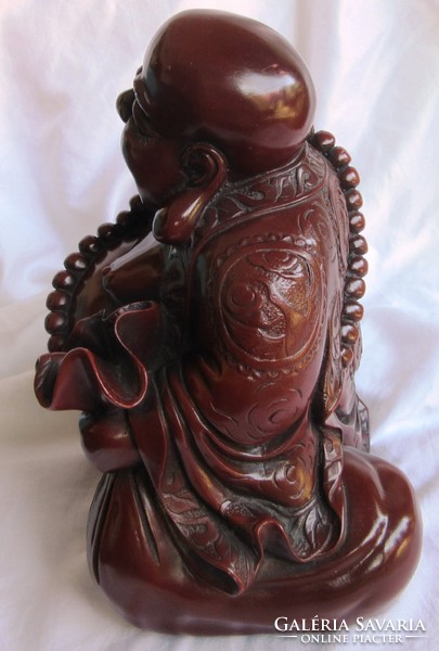 Laughing, lucky, pot-bellied Buddha 22.5 cm tall, weight 3.20, material resin, or something else