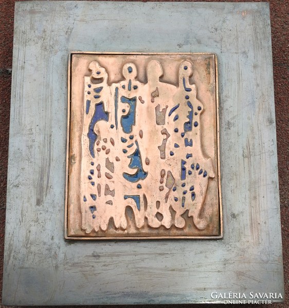 Sor Júlia (1947-) Tűzzománc képes iparművészeti fém doboz