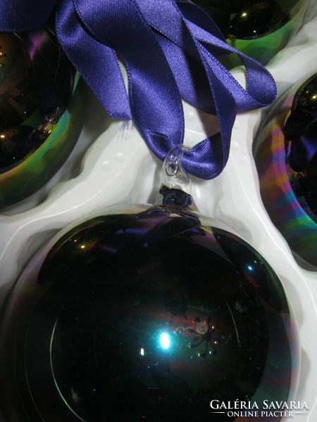 Vintage blown glass Christmas tree decoration package rainbow