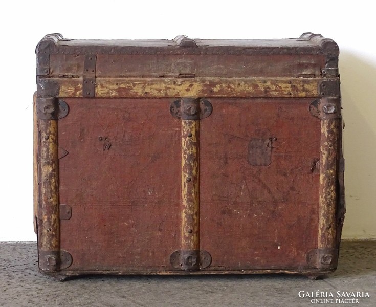 1K333 antique Viennese marked metal beaten wooden chest 52 x 43 x 67 cm Arnold Wind Wien