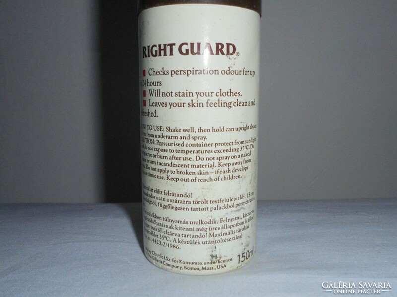 Retro right guard deodorant deodorant spray bottle - gillette usa with konsumex Hungarian inscription - 1980s