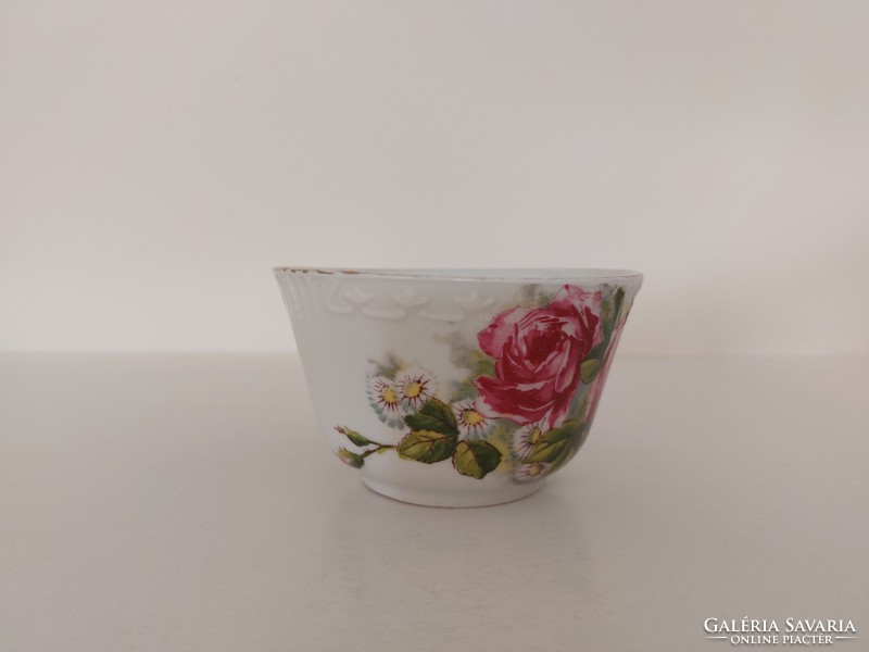 Régi rózsás nefelejcses porcelán csésze népi vintage bögre