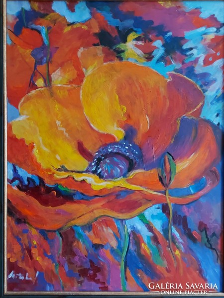 Poppy, signed painting 195