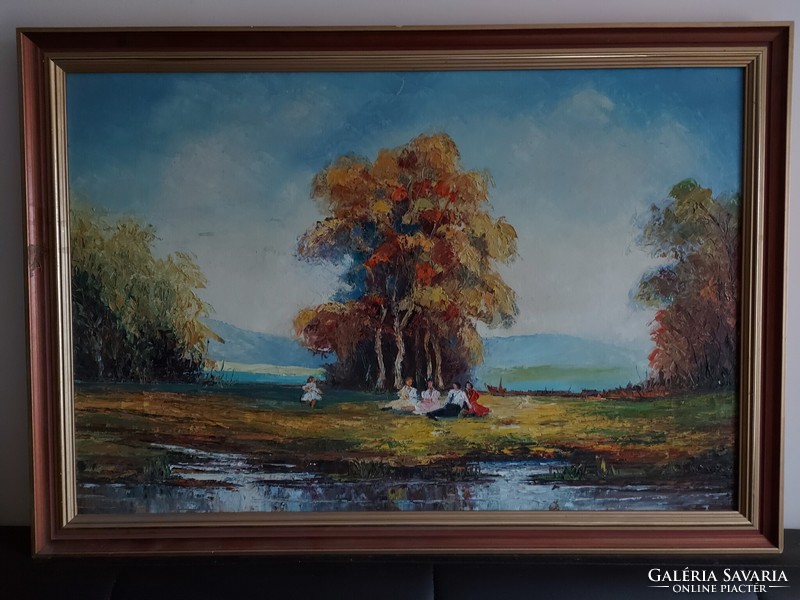 Signed painting - t. Kovacs (perhaps Tamás Kovács? His image with a Majálic atmosphere) 200