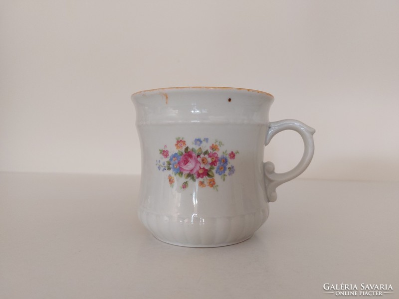 Old Zsolnay porcelain floral mug folk tea cup