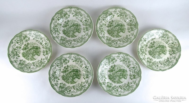 1H780 ironstone tableware green plate set 6 pieces