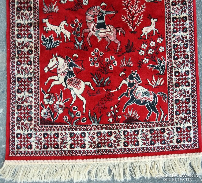 Belgian silk brocade carpet - hunting scene - like new