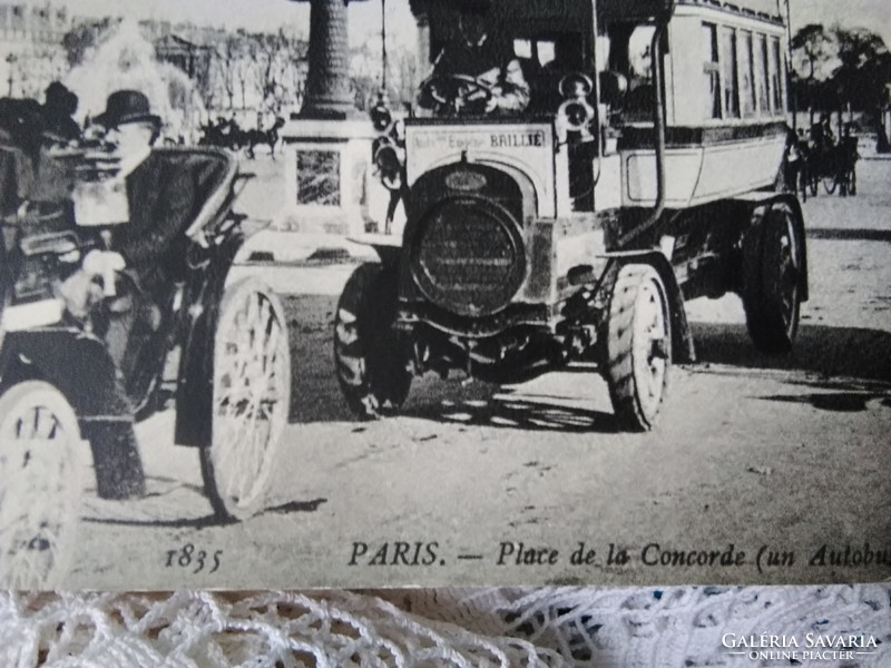 Francia reprint képeslap Párizs, omnibusz, lovasfogat, lovashintó, utcakép