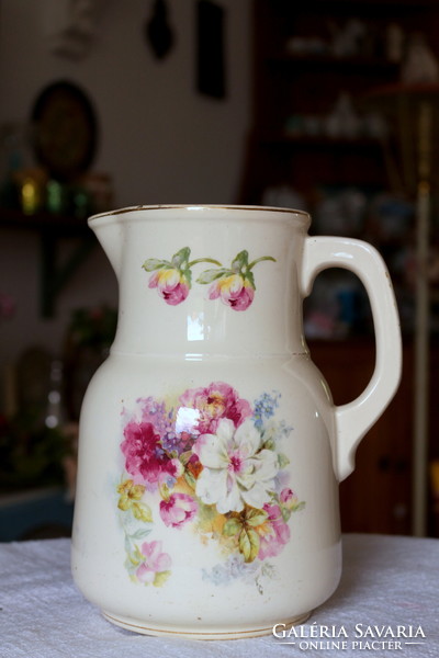 Antique Fischer Emil jug, with beautiful flower bouquet decor