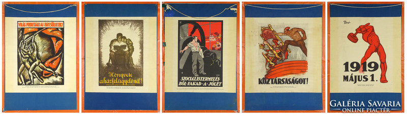 1H841 Szocreál propaganda plakát 5 darab