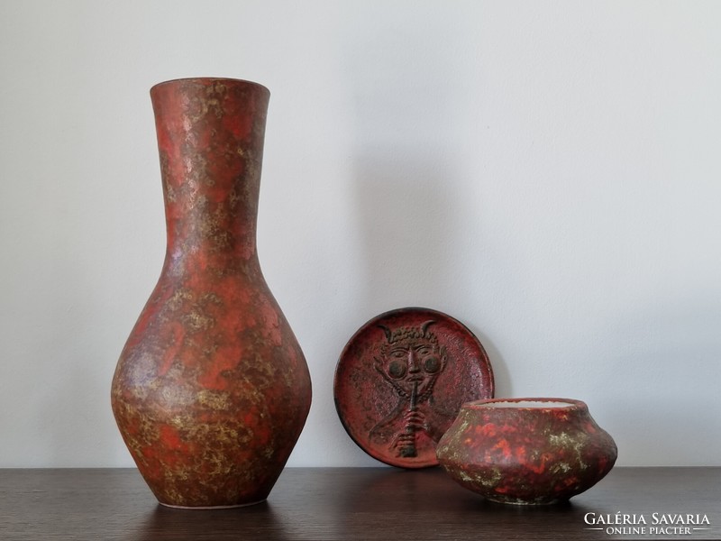 Hungarian applied art ceramic vase - beautiful, vintage piece (32 cm)