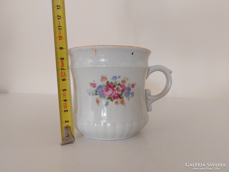 Régi Zsolnay porcelán virágos bögre népi teás csésze