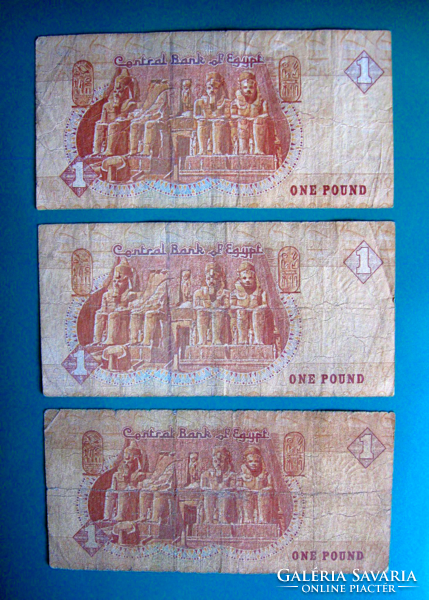 Egyiptom -1 Font - 3 db-os Bankjegy lot  - vegyes évszám