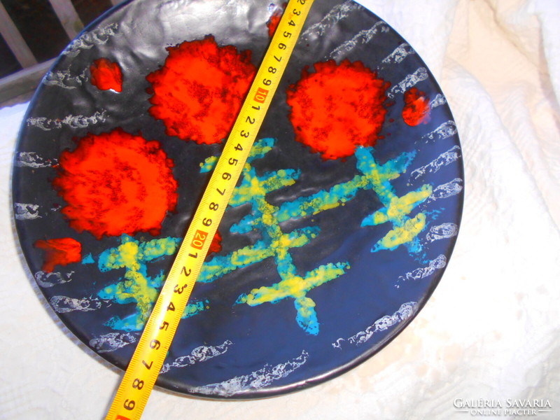 Large ceramic wall bowl with poppy from Bodrogkeresztúr