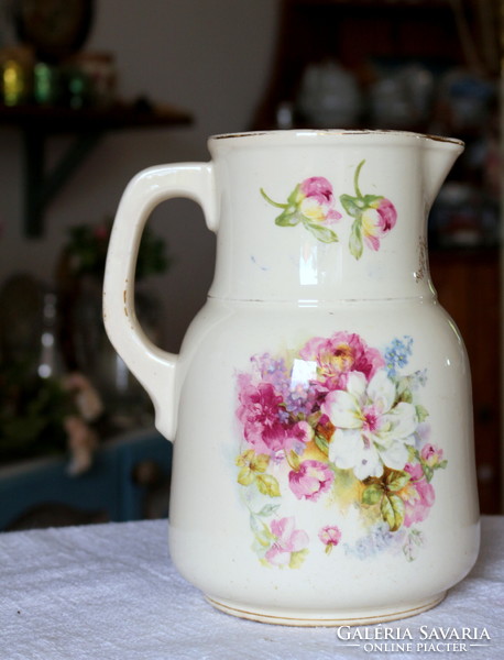 Antique Fischer Emil jug, with beautiful flower bouquet decor