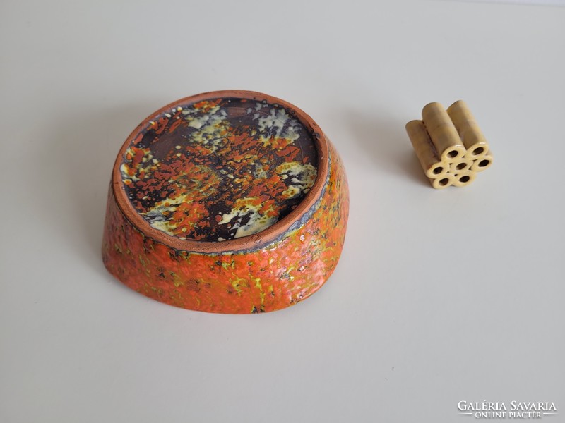Retro old ceramic ikebana bowl mid century