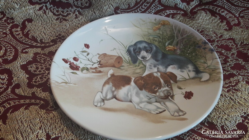 Kutyus kölykös porcelán tányér (M2926)