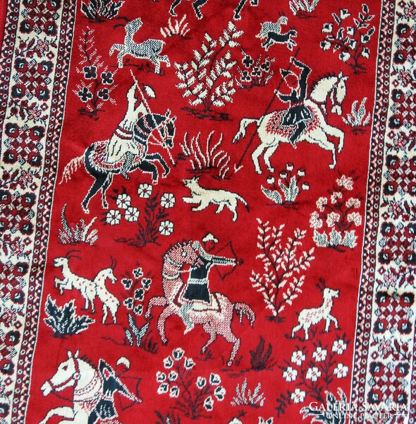 Belgian silk brocade carpet - hunting scene - like new