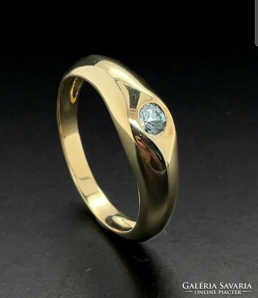 Blue zircon gemstone ring, 925, size 57 new