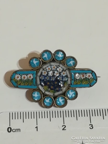 Micromosaic brooches, together,