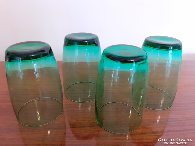 Retro colored glass glass green old glass 4 pcs