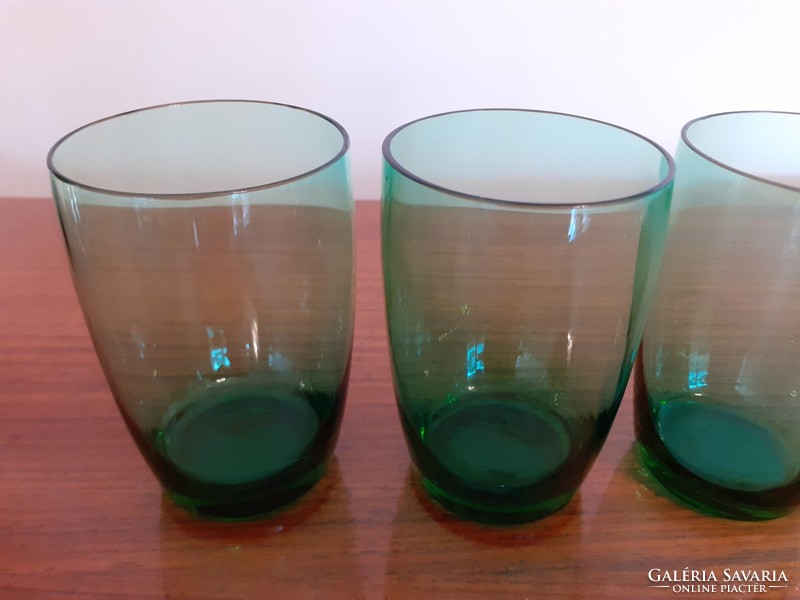 Retro színes üvegpohár zöld régi pohár 4 db