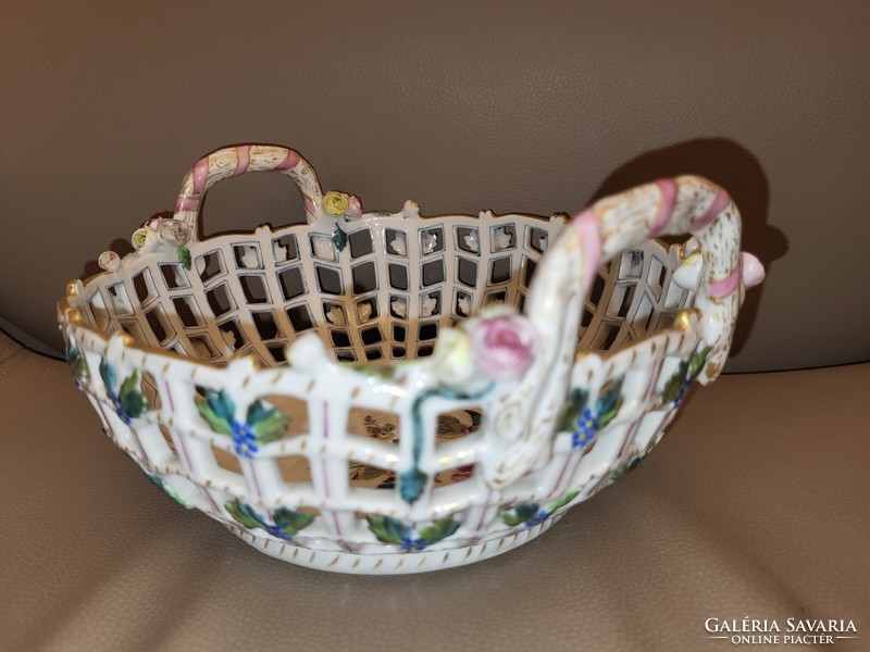 Antique basket with pierced ears from Herend