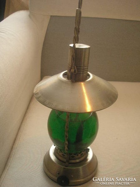 Bányászlámpa,Viharlámpa Stílusú  Fém-üveg elemes folyadék töltetű lámpa ritkaság világító dekoráció